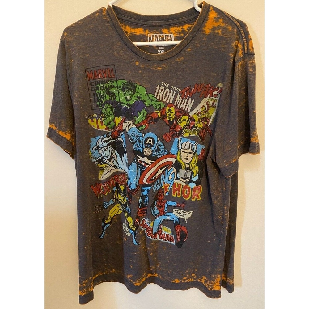 Marvel Comics Group Graphic Black Tie Dye T-shirt Men's Size 2XL‎